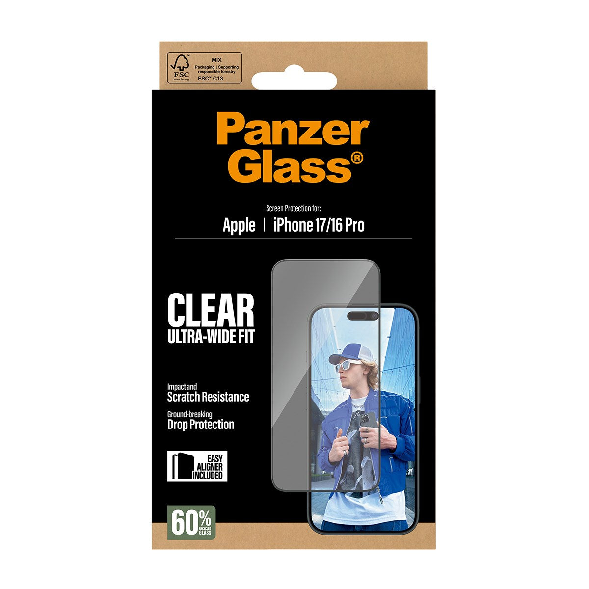PanzerGlass® Screen Protector iPhone 17 | iPhone 16 Pro | Ultra-Wide Fit w. EasyAligner